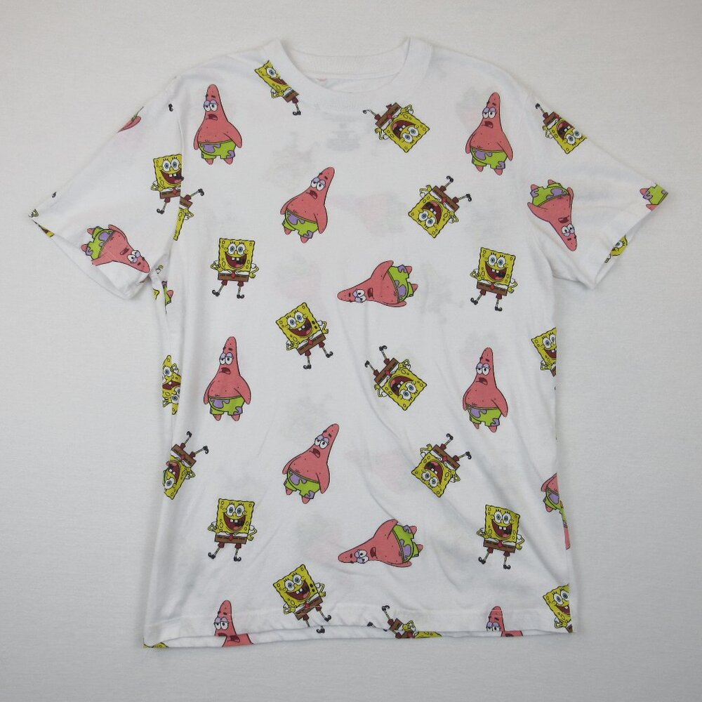 Nickelodeon Graphic Tee Men's Size T-Shirt SpongeBob Patrick All Over Print